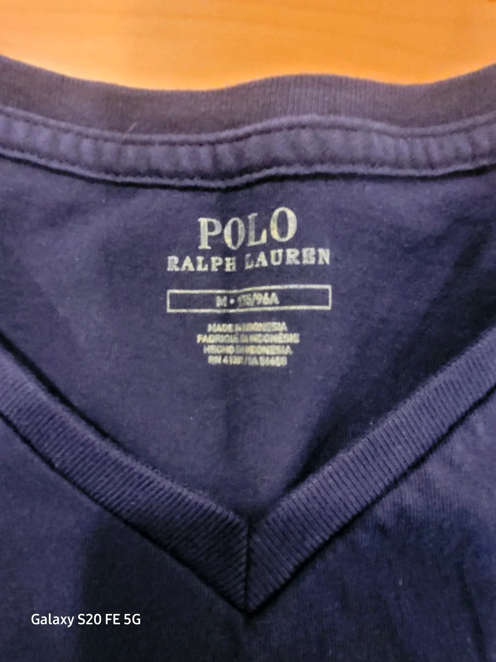 Polo by Ralph Lauren Navy Short-Sleeve V‑Neck Tee with Red Pony